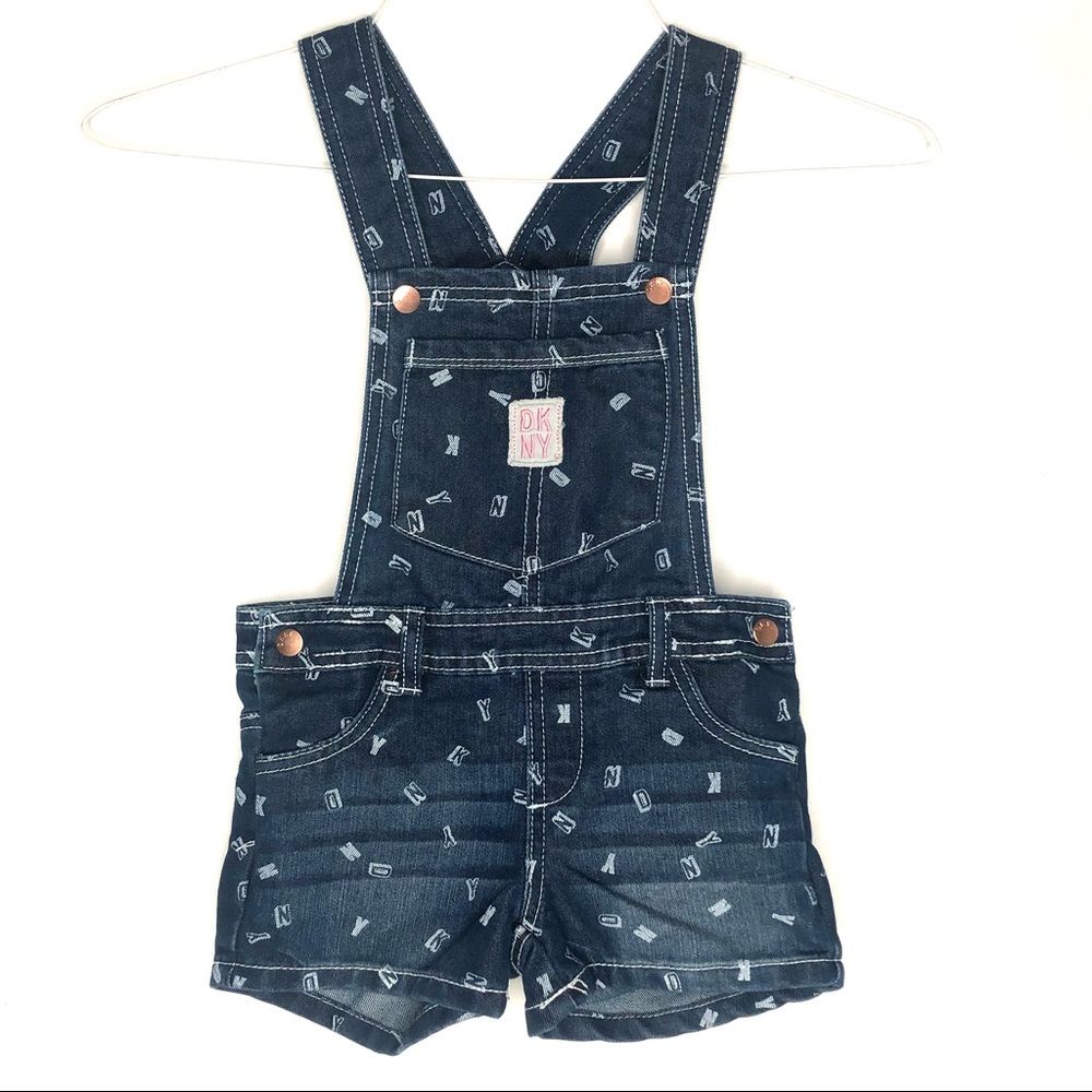 DKNY Little Girls Logo Print Overall Sz 5